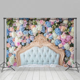 Lofaris Bloom Colorful Floral Gold White Headboard Backdrop